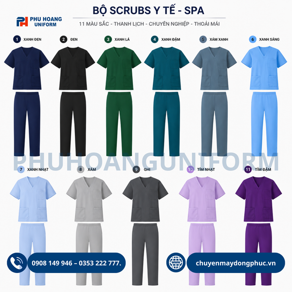 Bộ Scrub do Phú Hoàng sản xuất