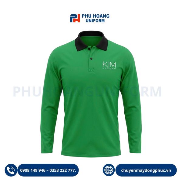 Áo Polo Tay Dài Vải Thun Mè In Thêu Logo