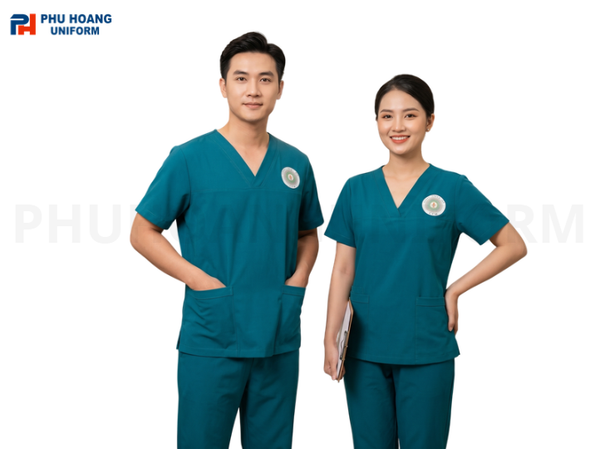 May Bộ Scrubs In Logo Ngực Theo Yêu Cầu
