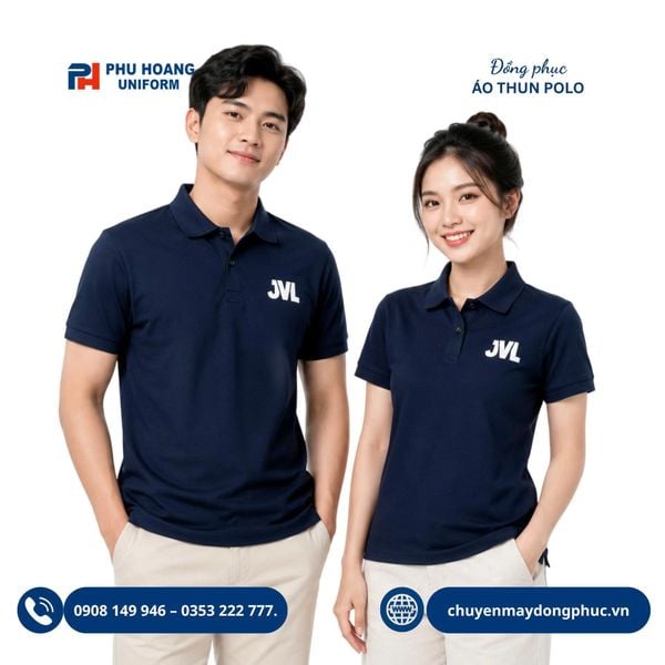 đặt may áo thun đồng phục áo polo xanh navy