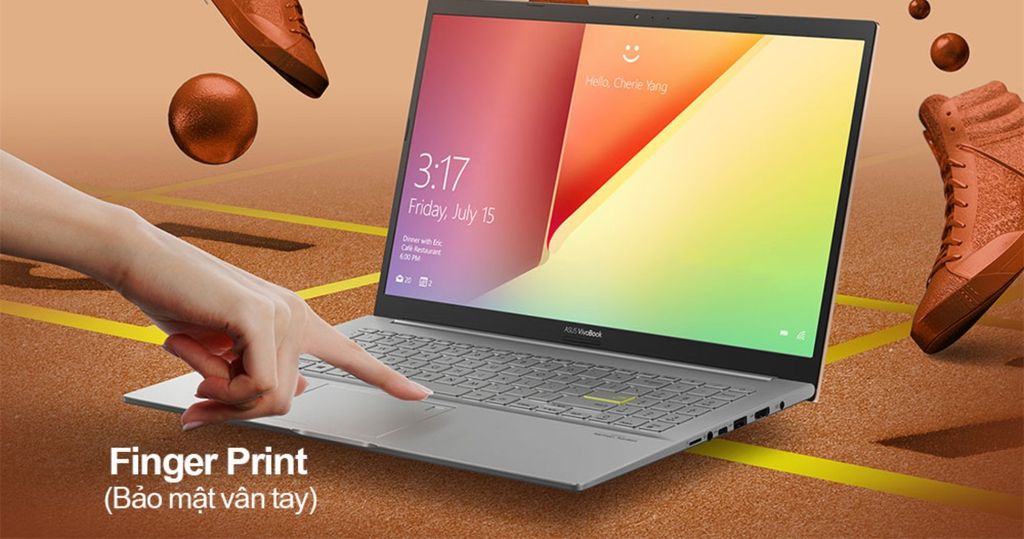 laptop asus vivobook được trang bị tính năng bảo mật vân tay hiện đại