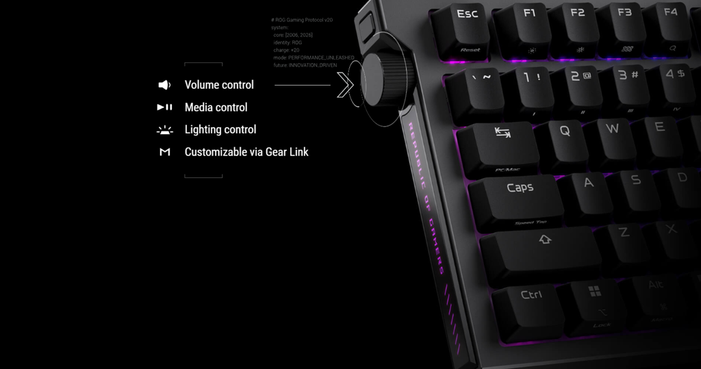 ban phim gaming asus rog strix morph 96 wireless núm xoay