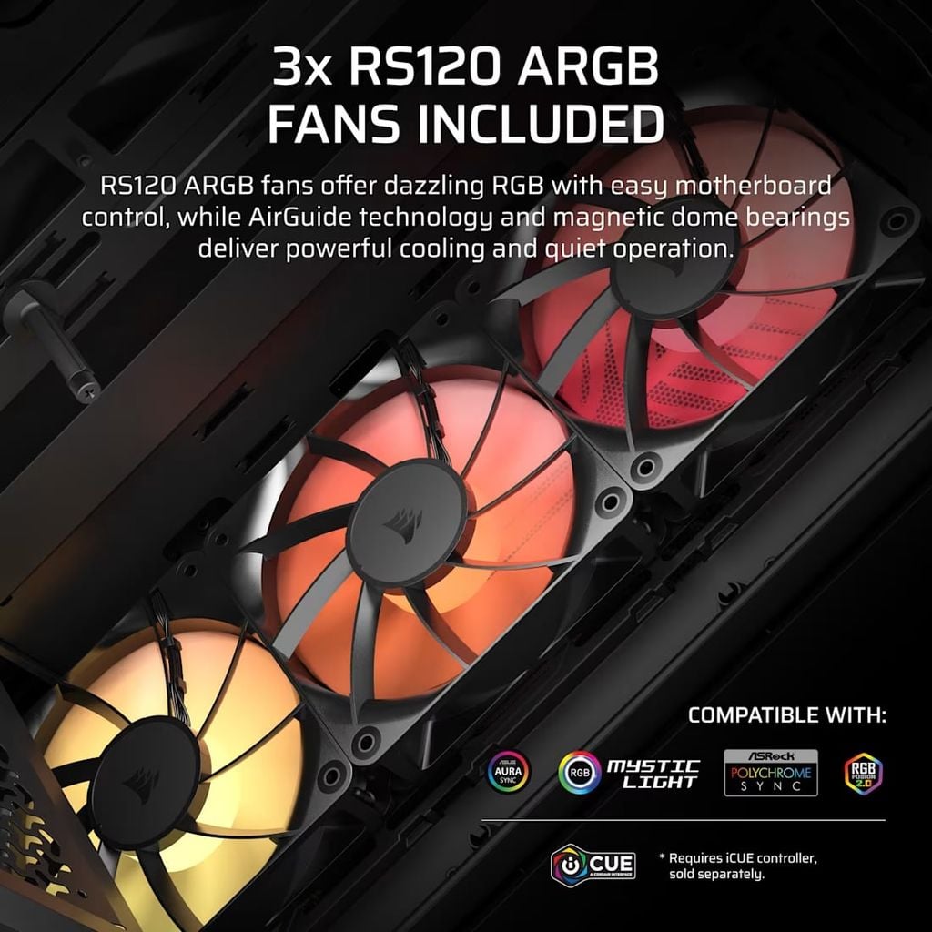 3 fan đi kèm case corsair 3200d rs argb mid tower cc 9011344 ww