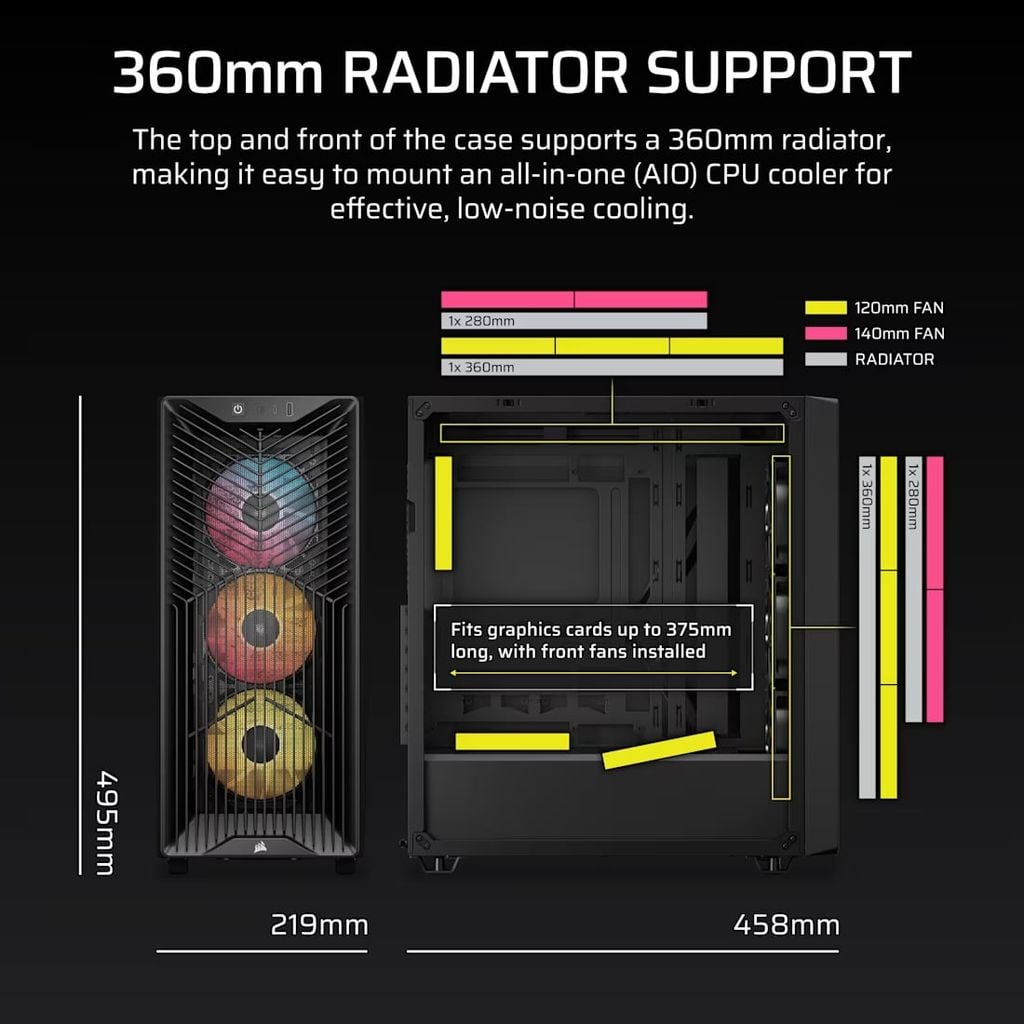 case corsair 3200d rs argb mid tower cc 9011344 ww kích thước
