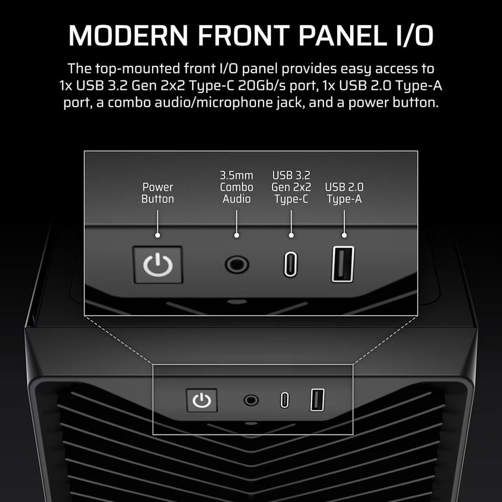 Case Corsair 3200D RS Mid-Tower (CC-9011334-WW) cổng kết nối