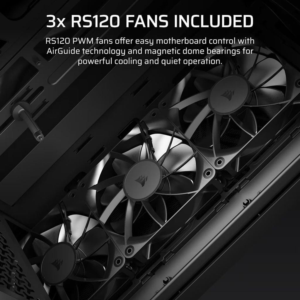 Case Corsair 3200D RS Mid-Tower (CC-9011334-WW) cùng 3 quạt