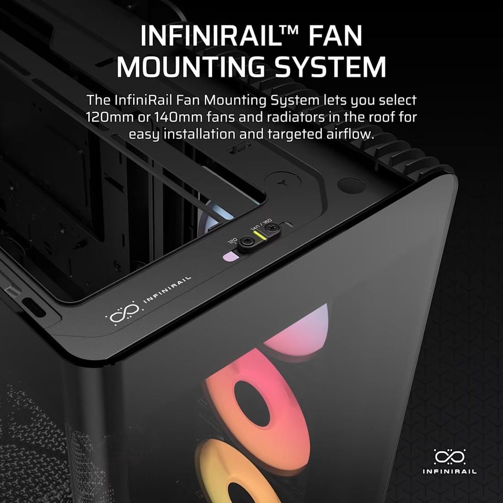 case corsair frame 4500x rs r argb panoramic cc 9011314 ww infinirail fan