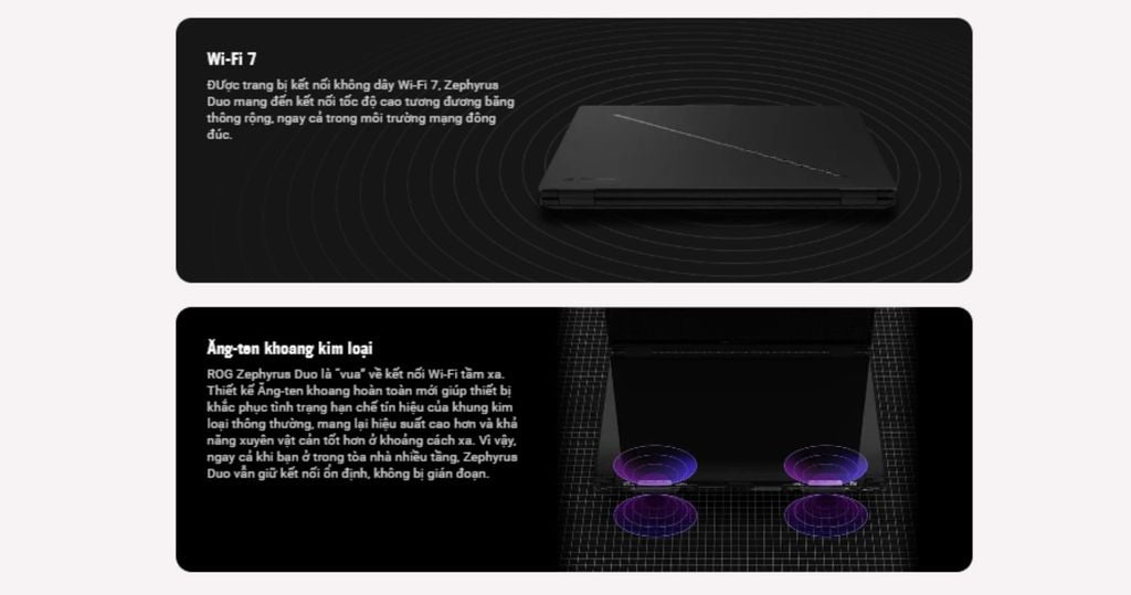 ASUS ROG Zephyrus Duo GX651AX-SR050WS âm thanh 6 loa cùng wifi 7 tốc độ cao