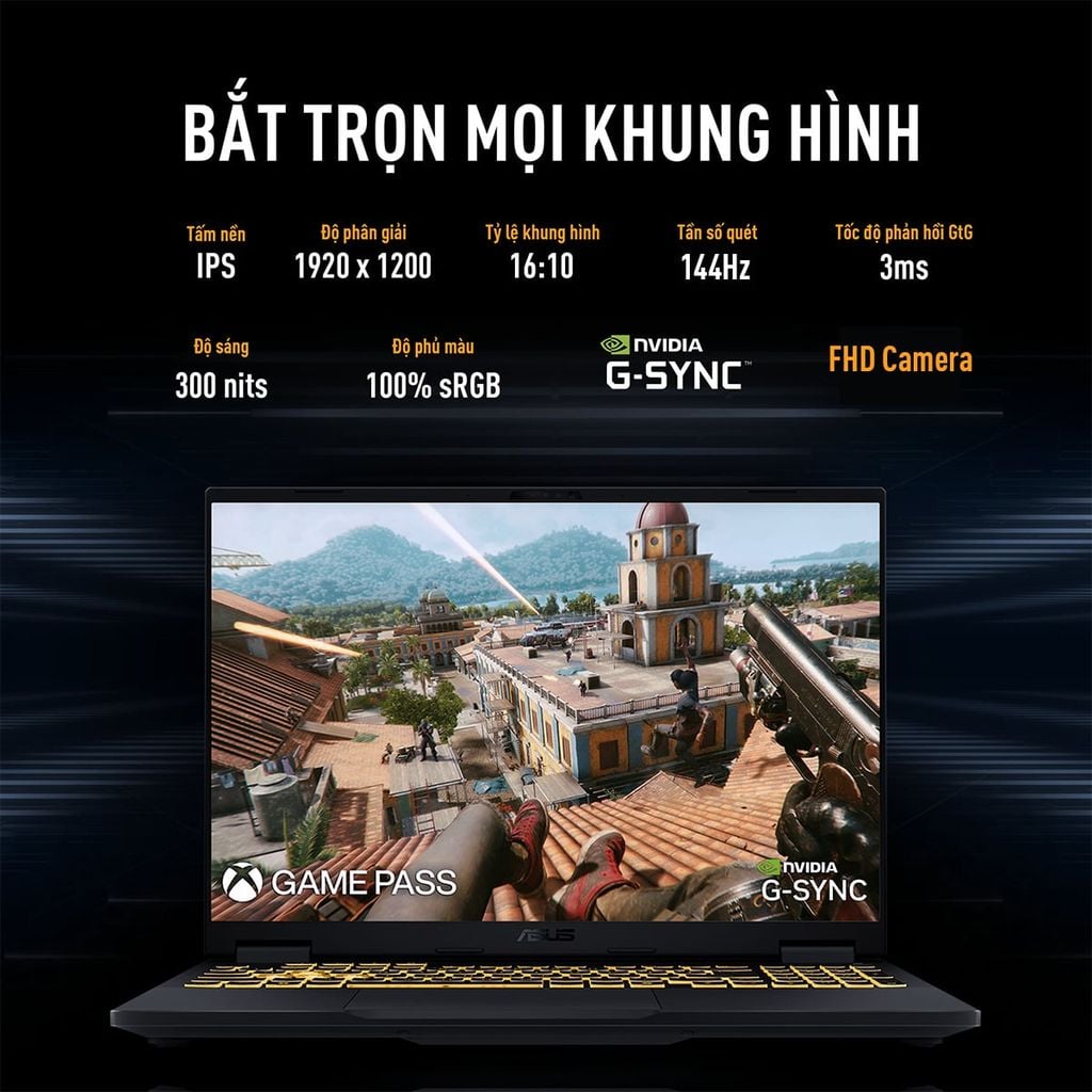 Asus TUF Gaming F16 FX608JMI TU241W màn hình 16 inch đạt chuẩn sRGB