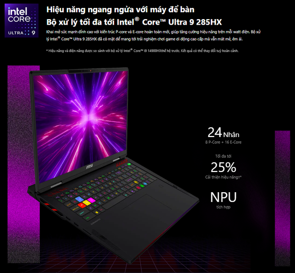 Laptop Gaming MSI Raider 18 Max HX A2WI 1285VN