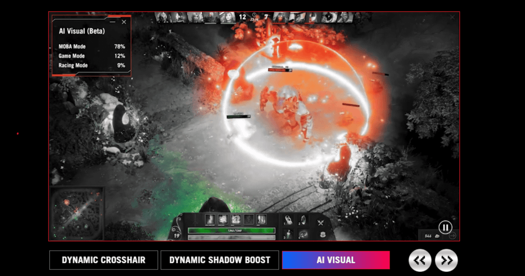 công nghệ ai hỗ trợ chơi game của màn hình asus rog strix xg27jcg