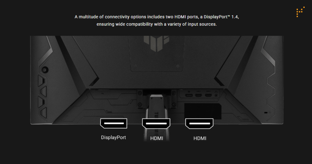 các cổng kết nối của man hinh asus tuf gaming vg279qm5f