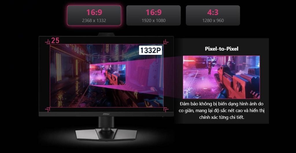 màn hình MSI MPG 272QRF X36 có tính năng điều chỉnh tỷ lệ khung hình chính xác đến từng pixel