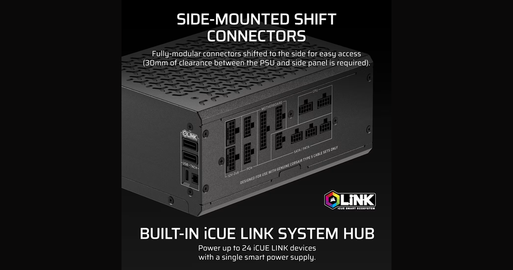 nguon may tinh corsair hx1500i shift 1500w cp 9020269 na cổng kết nối bên hông