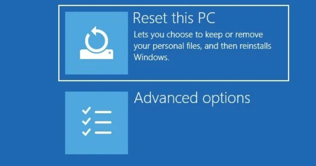 lựa chọn chế độ reset lại window 11