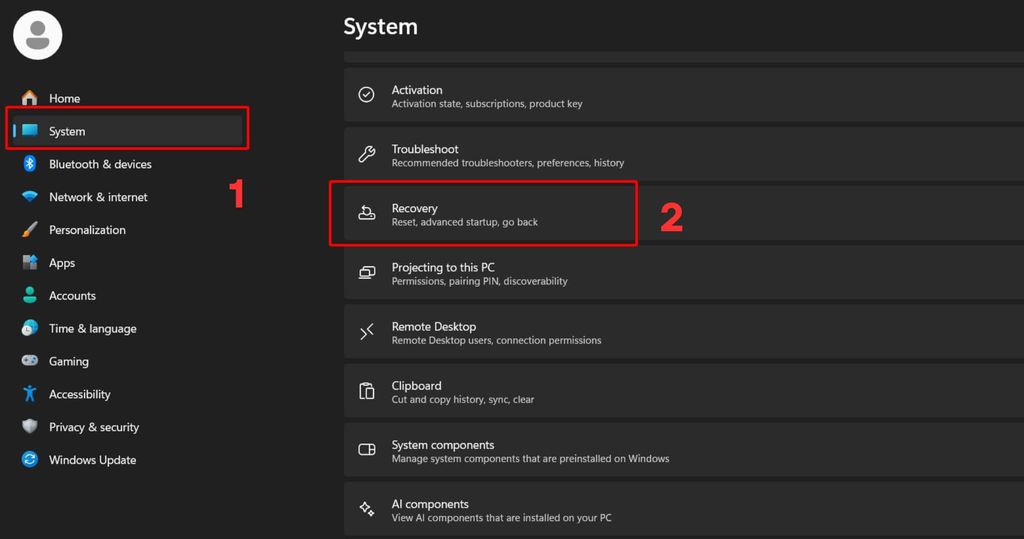 cách reset window 11 qua giao diện settings