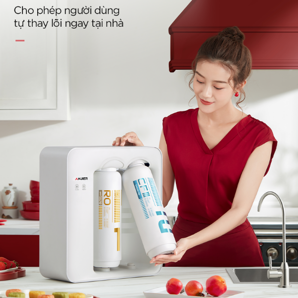 Người dùng tự thay lõi lọc nước máy Anjier dễ dàng ngay tại nhà với thiết kế lõi đúc nguyên khối.