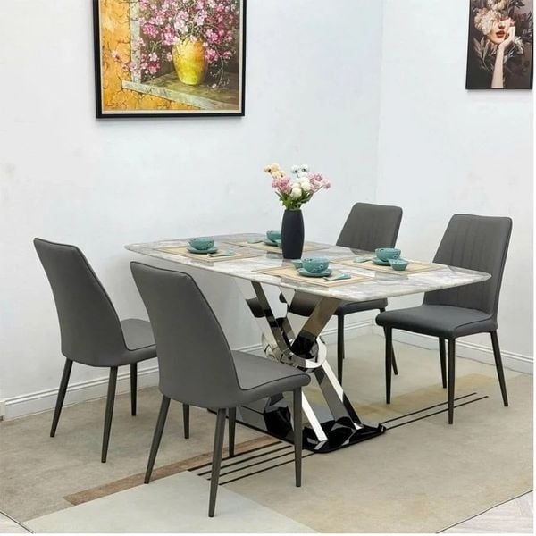 Bàn ăn mặt đá marble 4 ghế Hera ADC160