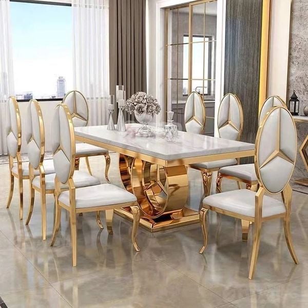 Bàn ăn mặt đá 8 ghế Mercedes DPBC03