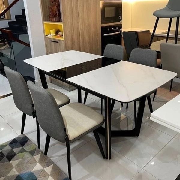 Mẫu bàn Ăn Wabi Mặt Đá Ceramic