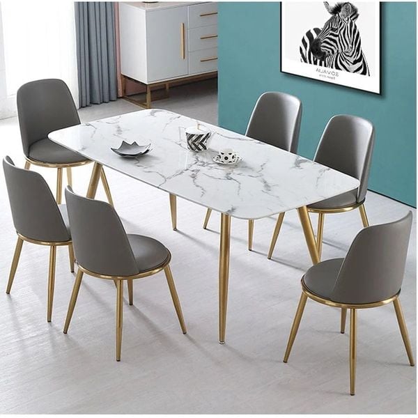 Bàn ăn mặt đá 6 ghế Agnes DPBCV5