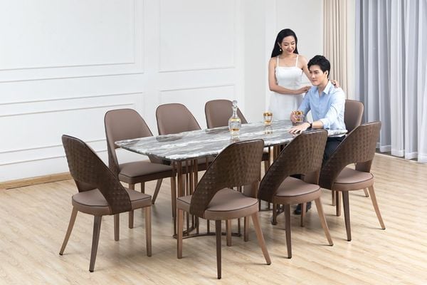 Bàn ăn mặt đá thông minh 8 ghế