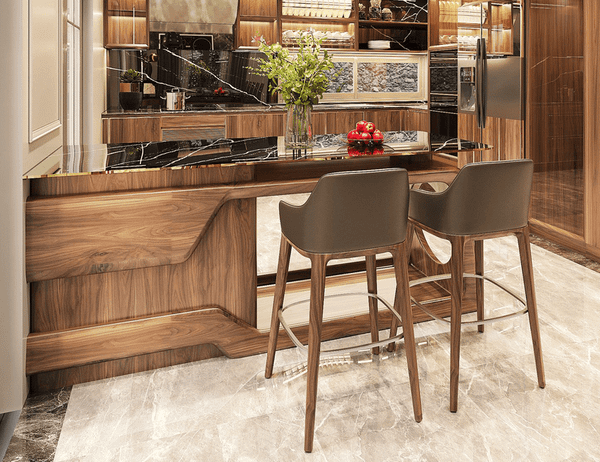 Bàn đảo bếp gỗ tự nhiên