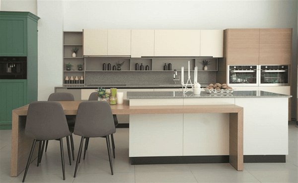 Bàn đảo bếp gỗ công nghiệp