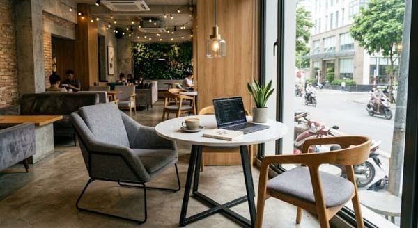 Bàn ghế quán cafe tối giản