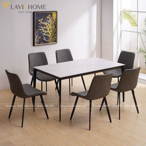 Bộ bàn ăn 4 ghế giá rẻ mặt đá Gary