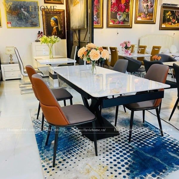 Bộ bàn ghế ăn 4 ghế mặt đá Oracle