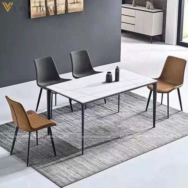 Bộ bàn ăn 4 ghế giá rẻ mặt đá Gary