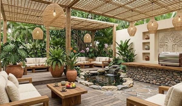 Bàn ghế quán cafe sân vườn