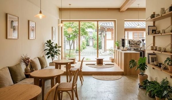 Mẫu decor quán cafe Hàn Quốc