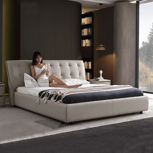 Mẫu giường bọc da Leopatra BE07