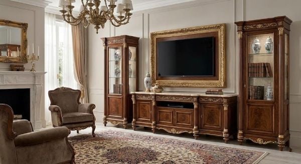Kệ tivi tân cổ điển cho biệt thự