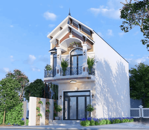 Mẫu nhà 2 tầng 4 phòng ngủ 80m2 mái Thái