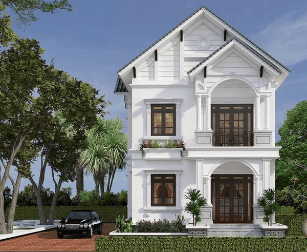 Mẫu nhà 2 tầng 4 phòng ngủ 80m2 tân cổ điển