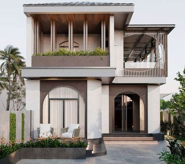 Mẫu nhà 2 tầng 4 phòng ngủ 80m2 hiện đại