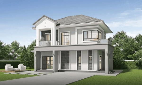 Mẫu nhà 2 tầng 4 phòng ngủ 80m2 tối giản