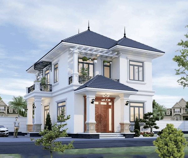 Mẫu nhà 2 tầng 4 phòng ngủ 80m2 mái Nhật