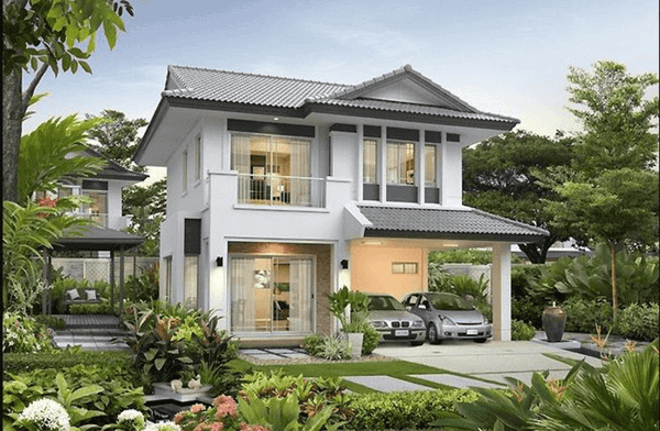 Mẫu nhà 2 tầng 4 phòng ngủ 80m2 mái Thái