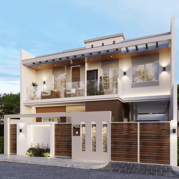 Mẫu nhà 2 tầng 4 phòng ngủ 80m2 tối giản