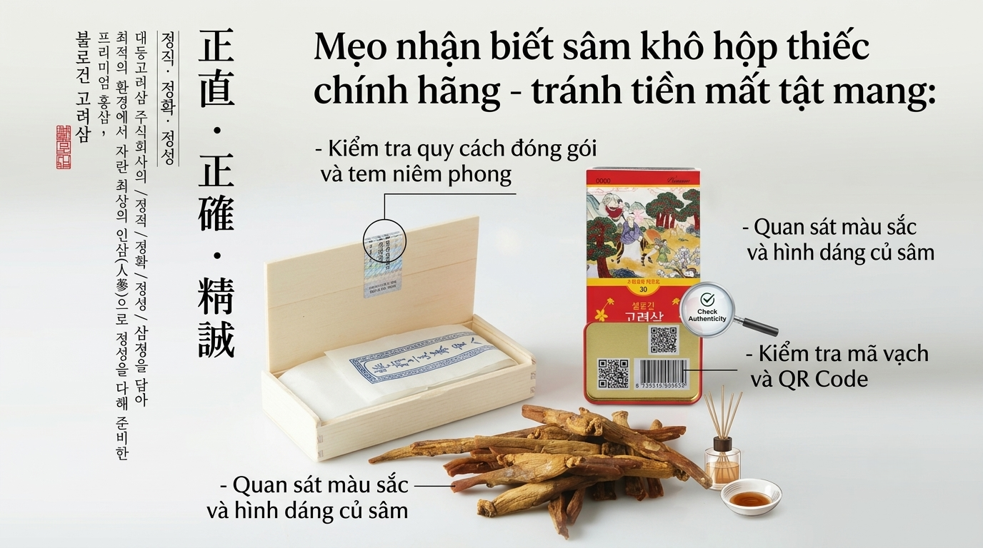 Mẹo nhận biết sâm khô hộp thiếc chuẩn