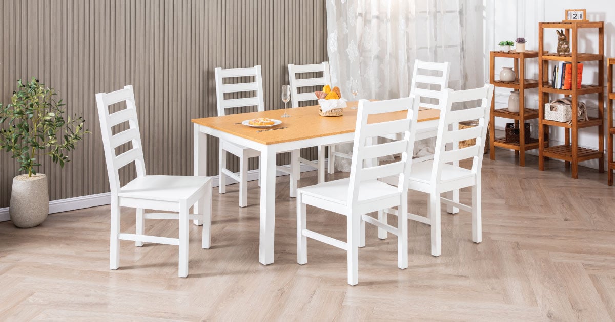 Bộ Bàn Ghế Ăn 6 Ghế và 1 Bàn 1m6 - Indoor Dining Set White