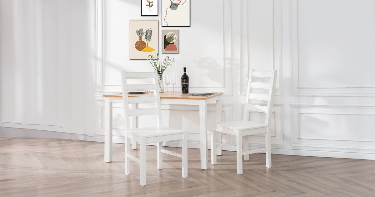 Ghế Ăn Gỗ Tràm Tựa Lưng Cao Cấp (Set 2 cái) - Dining Chair White