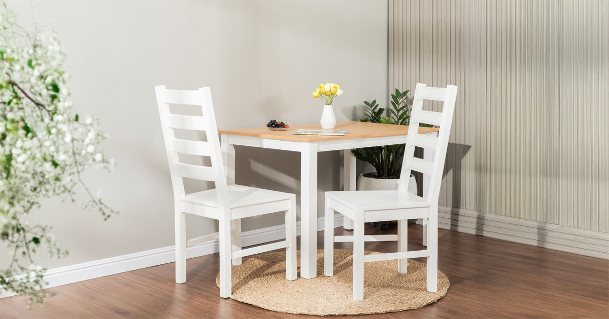 Ghế Ăn Gỗ Tràm Tựa Lưng Cao Cấp (Set 2 cái) - Dining Chair White