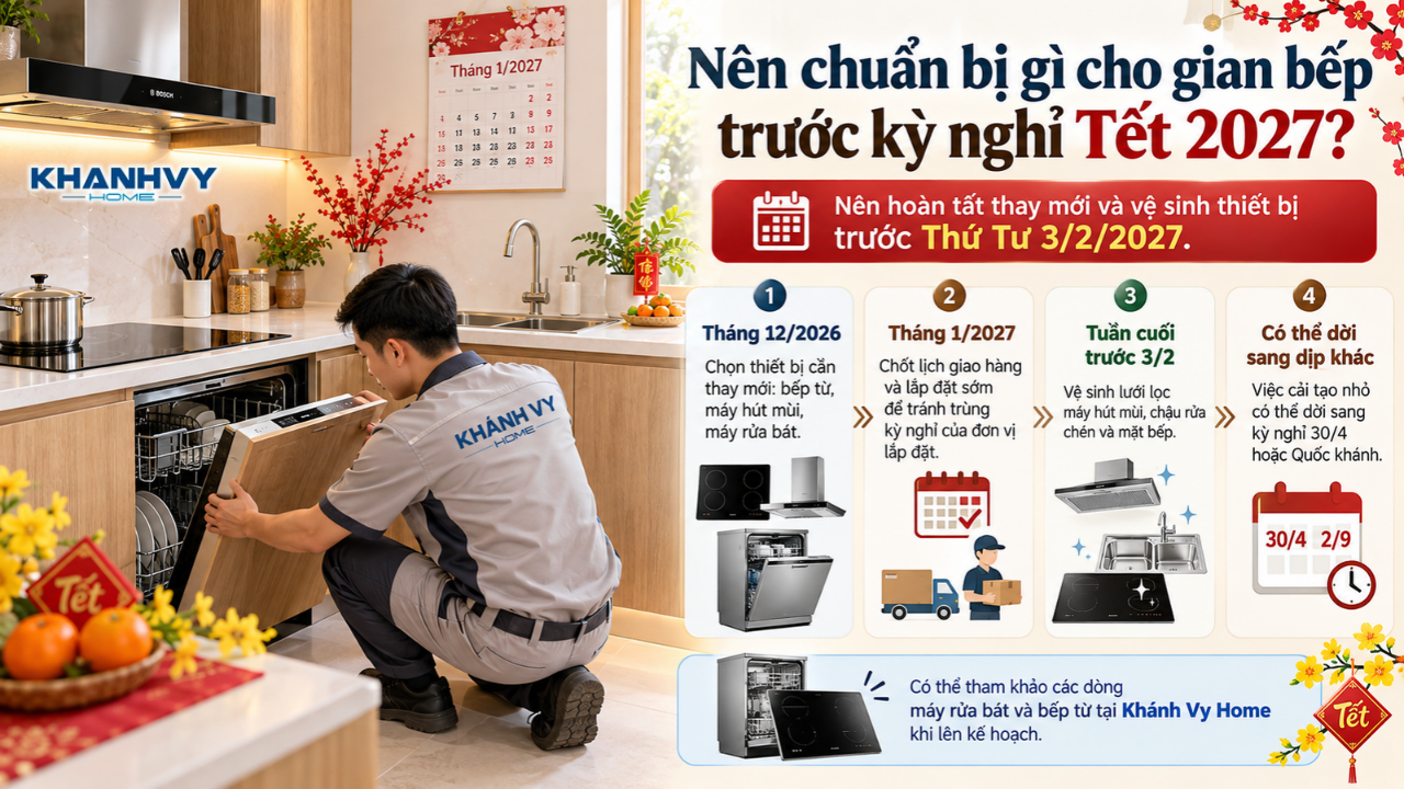 Lắp đặt các thiết bị nhà bếp trước Tết 2027