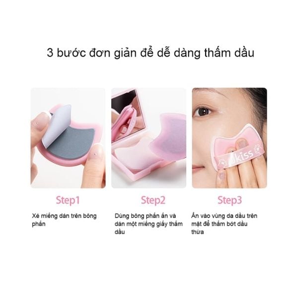 Hộp Giấy Thấm Dầu Hương Hoa Hồng Kèm Bông Phấn Ukiss Powder Puff Oil Absorbing Paper