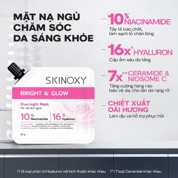 Mặt Nạ Ngủ Dưỡng Ẩm Và Sáng Da Skinoxy Bright & Glow Overnight